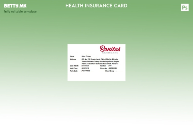 Модерен стил шаблон за картичка за здравствено осигурување во Јужна Африка